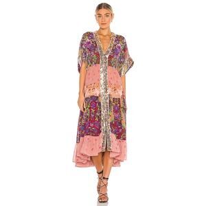 Free People One Fine Day Maxi Floral Print, Mixed Media Sequined Boho Dress, Sm